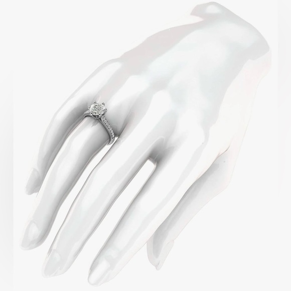 2 Carat Sterling Silver Classic 6-Prong Genuine Moissante Engagement/Bridal Ring - Picture 5 of 7